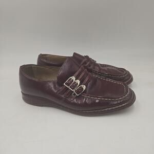 Men's Vintage Rare 1980's German Loafers Burgundy Leather Triple Monk Strap Shoe